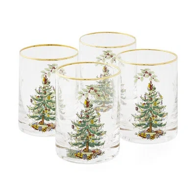 Spode Christmas Tree Dof Glasses 14 oz In Brown;green;clear