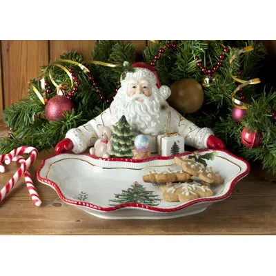 Spode Christmas Tree Figural Santa Dish In White