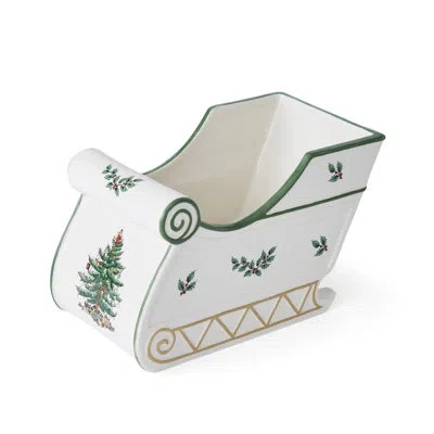 Spode Christmas Tree Figural Sleigh Centrepiece In White