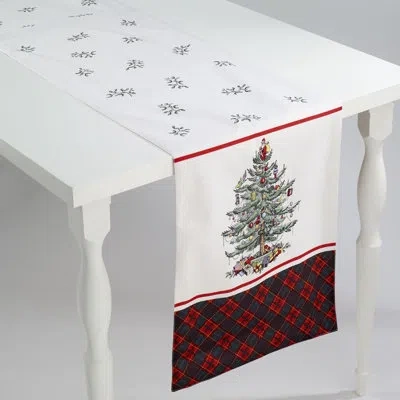 Spode Christmas Tree Floral Tablecloth In White
