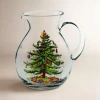 Spode Christmas Tree Glass Pitcher 6 Pt/9" In Multi