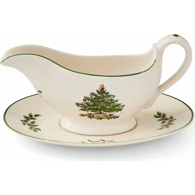 Spode Christmas Tree Gravy Boat 10oz In Green