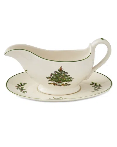 Spode Christmas Tree Gravy Boat In White