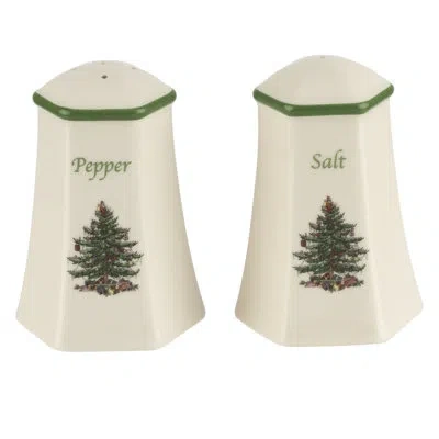 Spode Christmas Tree Hexagonal S&p 3.75" In White