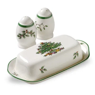 Spode Christmas Tree Hostess Set (cvd Butter/s&p) In White