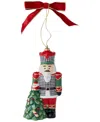 Spode Christmas Tree Houndstooth Nutcracker Ornament In Green