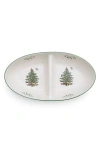 Spode Christmas Tree Traditional Large Divided Server, 13.8" In Green