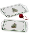 Spode Set/2 Christmas Tree Melamine Trays, Exclusively At Macy's In Green,multi