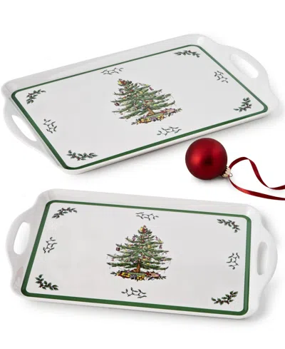 Spode Set/2 Christmas Tree Melamine Trays, Exclusively At Macy's In Green,multi
