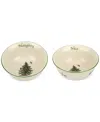 Spode Christmas Tree Naughty And Nice Dip Bowl Set In Green,multi