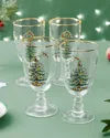 Spode Christmas Tree Pedestal Goblets, Set Of 4 In Animal Print