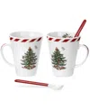 Spode Exclusive Christmas Tree Peppermint Set Of 2 Mugs With Spoons In No Color