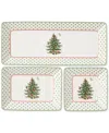 Spode Christmas Tree Polka Dot 3-piece Nesting Tray Set In Green