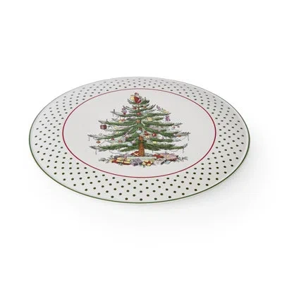 Spode Christmas Tree Polka Dot Cake Plate In Multi