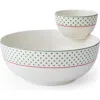 Spode Christmas Tree Polka Dot Chip And Dip Set In Green