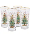 Spode Christmas Tree Polka Dot Highball Glass, Set Of 4 In Green