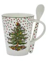 Spode Christmas Tree Polka Dot Mug & Spoon Set