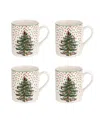 Spode Christmas Tree Polka Dot Mugs, Set Of 4 In Multi