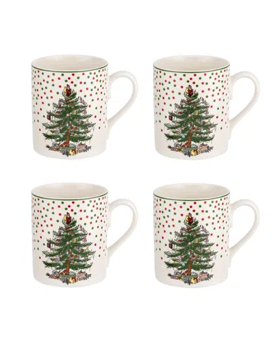 SPODE CHRISTMAS TREE POLKA DOT MUGS, SET OF 4