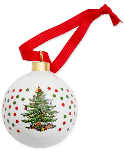Spode Christmas Tree Polka Dot Porcelain Ball Ornament In Multi