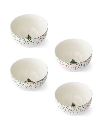Spode Christmas Tree Polka Dot Rice Bowls, Set Of 4 In Green