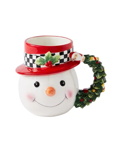 Spode Christmas Tree Polka Dot Snowman Toby Mug In Green