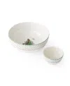 Spode Christmas Tree Polka Dot Tiered Chip & Dip Set In Green