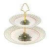 Spode Christmas Tree Polka Dot Tiered Server 10" In Multi