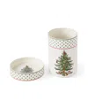 Spode Christmas Tree Polka Dot Wine Chiller Coaster Set In Green