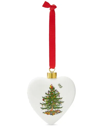 Spode Christmas Tree Puffed Heart Ornament In Multi