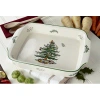 Spode Christmas Tree Rectangular Handled Dish In White