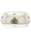 Spode Christmas Tree Rectangular Handled Dish In Multi