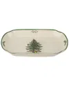 Spode Christmas Tree Rectangular Scalloped Tray In Green