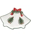 Spode Christmas Tree Ribbon Earthenware Divided Bell Dish In Multi