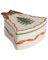 Spode Christmas Tree Ribbons Bell Shaped Lidded Decorative Porcelain Box In Multi