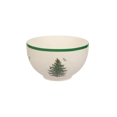 Spode Christmas Tree Rice Bowl 6" In White;green