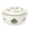 Spode Christmas Tree 2.5qt Round Covered Casserole In White;green