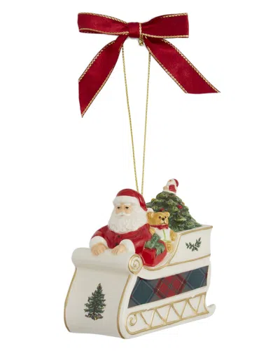 Spode Christmas Tree Santa In Sleigh Ornament In White