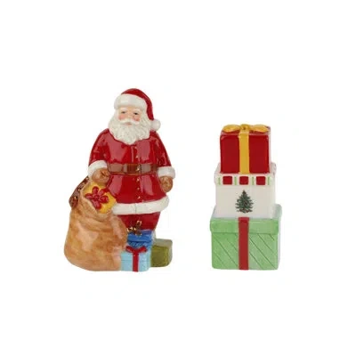 Spode Christmas Tree Santa Salt & Gift Box Pepper In Green;red
