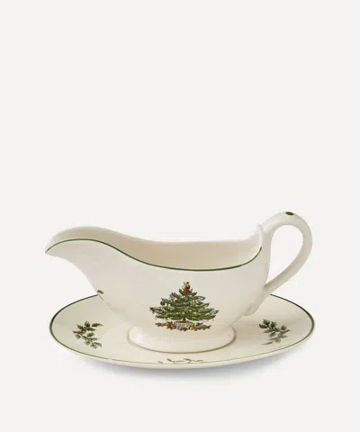 Spode Christmas Tree Sauce Boat And Stand