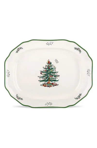 Spode Christmas Tree Sculpted Platter 19" In Green