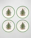 Spode Christmas Tree Set Of 4 Dinner Plates In Green