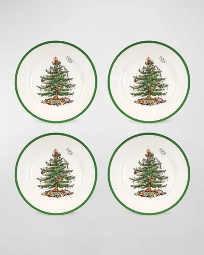 Spode Christmas Tree Set Of 4 Dinner Plates In Brown