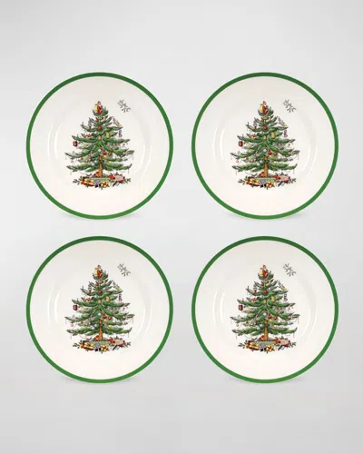 Spode Christmas Tree Set Of 4 Dinner Plates In Green