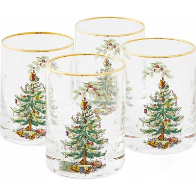 Spode Christmas Tree Set Of 4 Dof Glasses 14 oz In Green