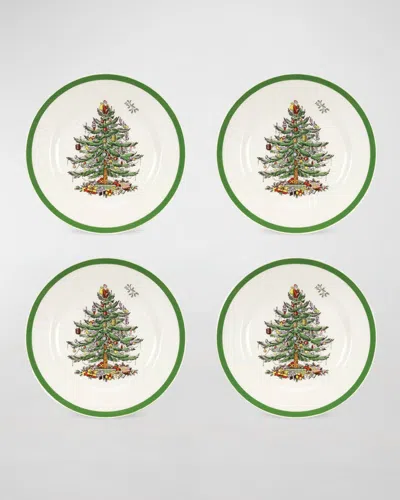 Spode Christmas Tree Set Of 4 Salad Plates In Green