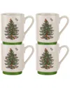 Spode Christmas Tree Polka Dot Mugs, Set Of 4