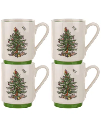 SPODE SPODE CHRISTMAS TREE SET OF 4 STACKING MUGS