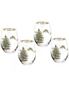 Spode Christmas Tree Stemless Wine Glasses, Set Of 4 In Green