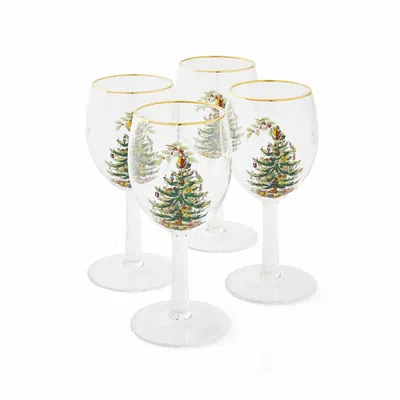 Spode Christmas Tree Set Of 4 Wine Glasses, 13 oz In Clear
